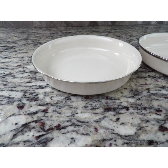 Lenox Solitaire Bowl Shallow Coupe Pasta Salad 7.5" Platinum Set of 2 FLAW READ - Picture 2 of 14